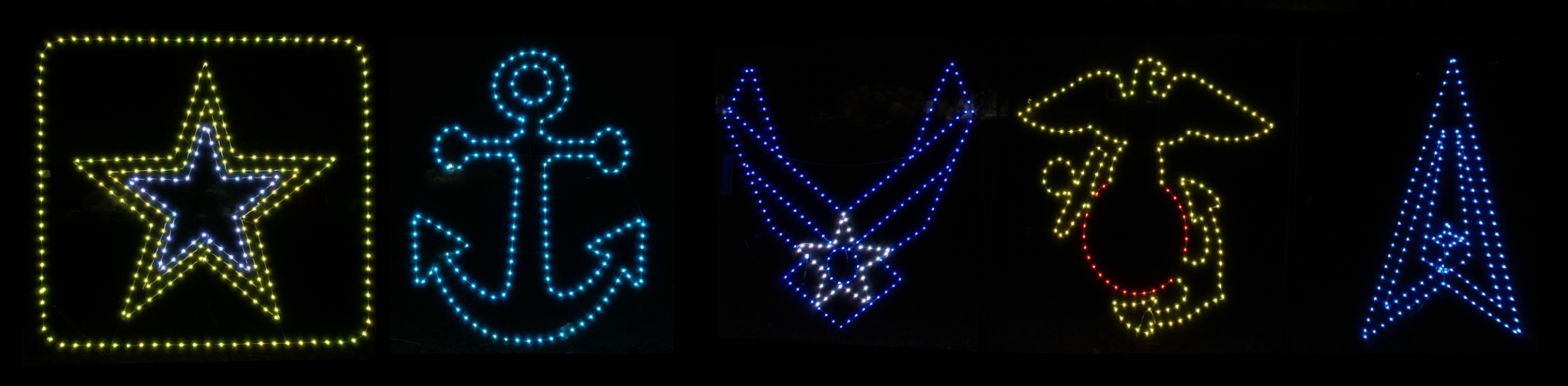 Armed Services Light Display - Army, Navy, Air Force, Marine Corps, Space Force